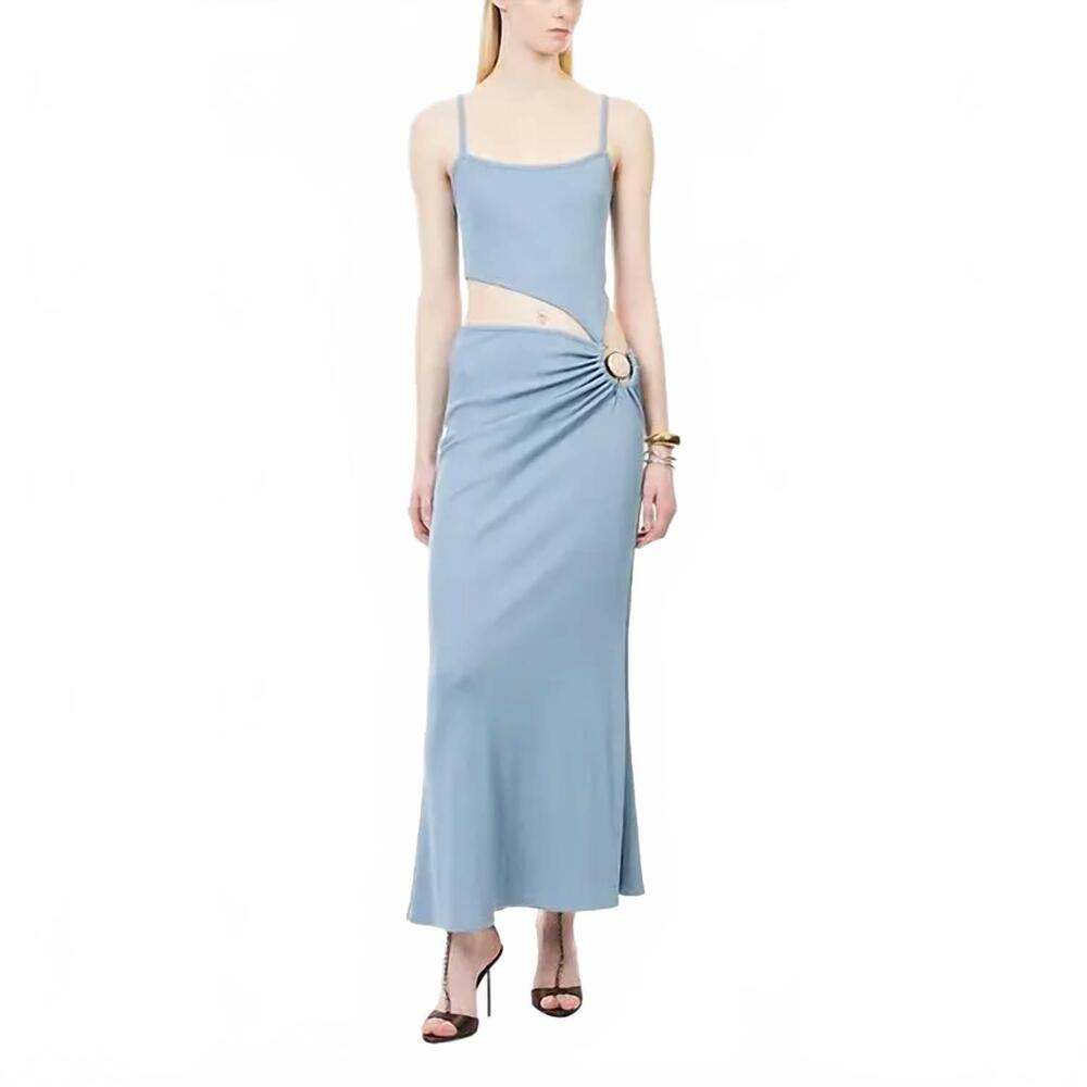 NEW CHRISTOPHER ESBER separation tank cut-out midi dress in medium blue